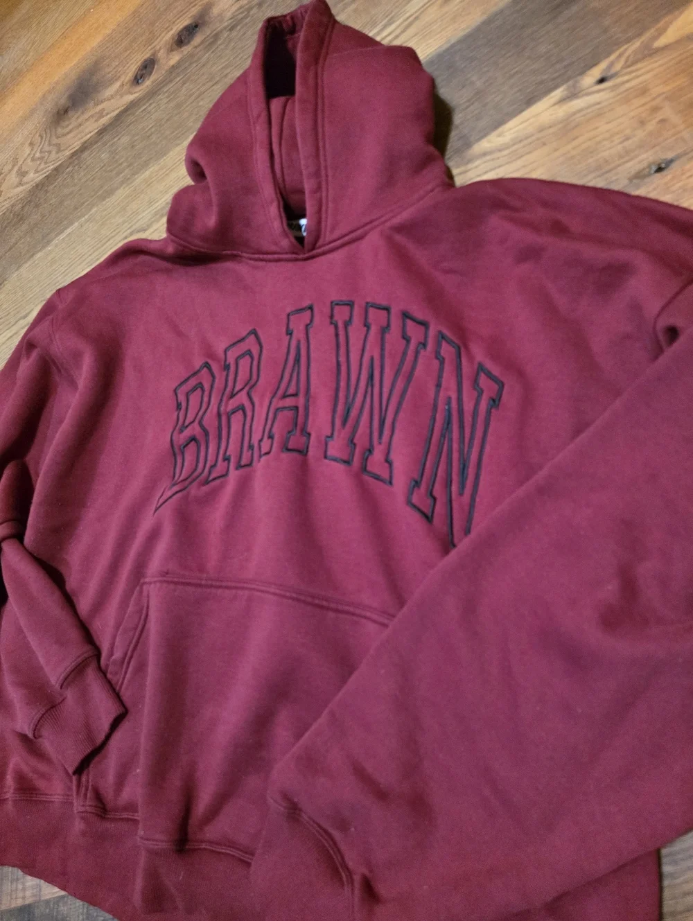 100 Brawn Maroon Pullover Hoodie Big Man Wear - Picture 2 of 9